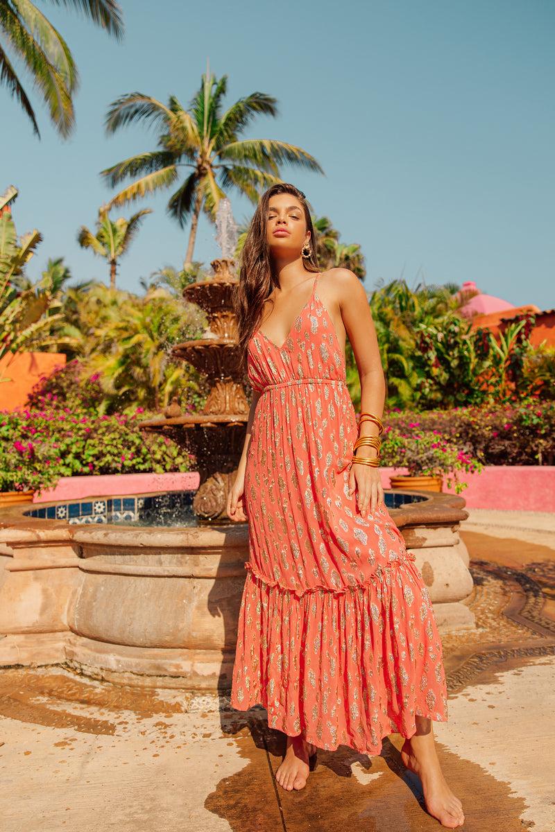 sundress CIRKA LONG DRESS ANKARA BLUSH