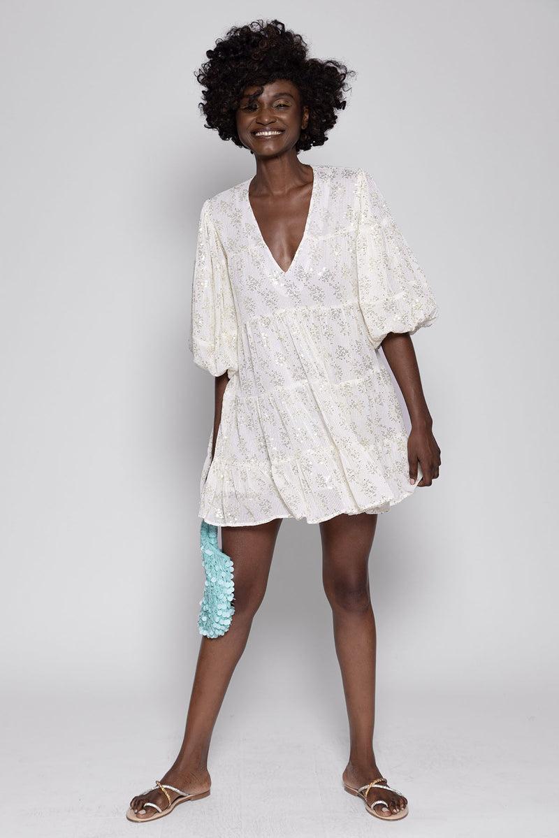 sundress COLOMBE SHORT DRESS MOOREA WHITE