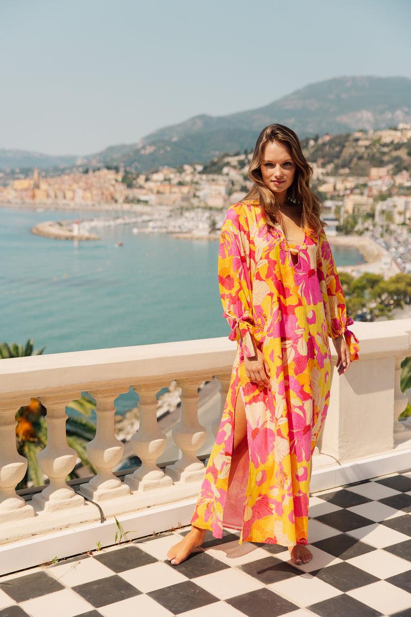 sundress DOLORES LONG DRESS FLOWERS PRINT