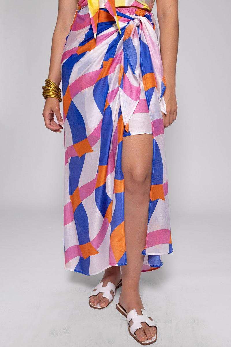 Sundress ENOLA LONG DRESS NISSA PRINT BICOLOR