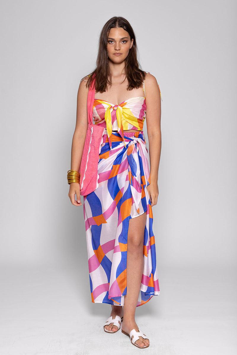 Sundress ENOLA LONG DRESS NISSA PRINT BICOLOR