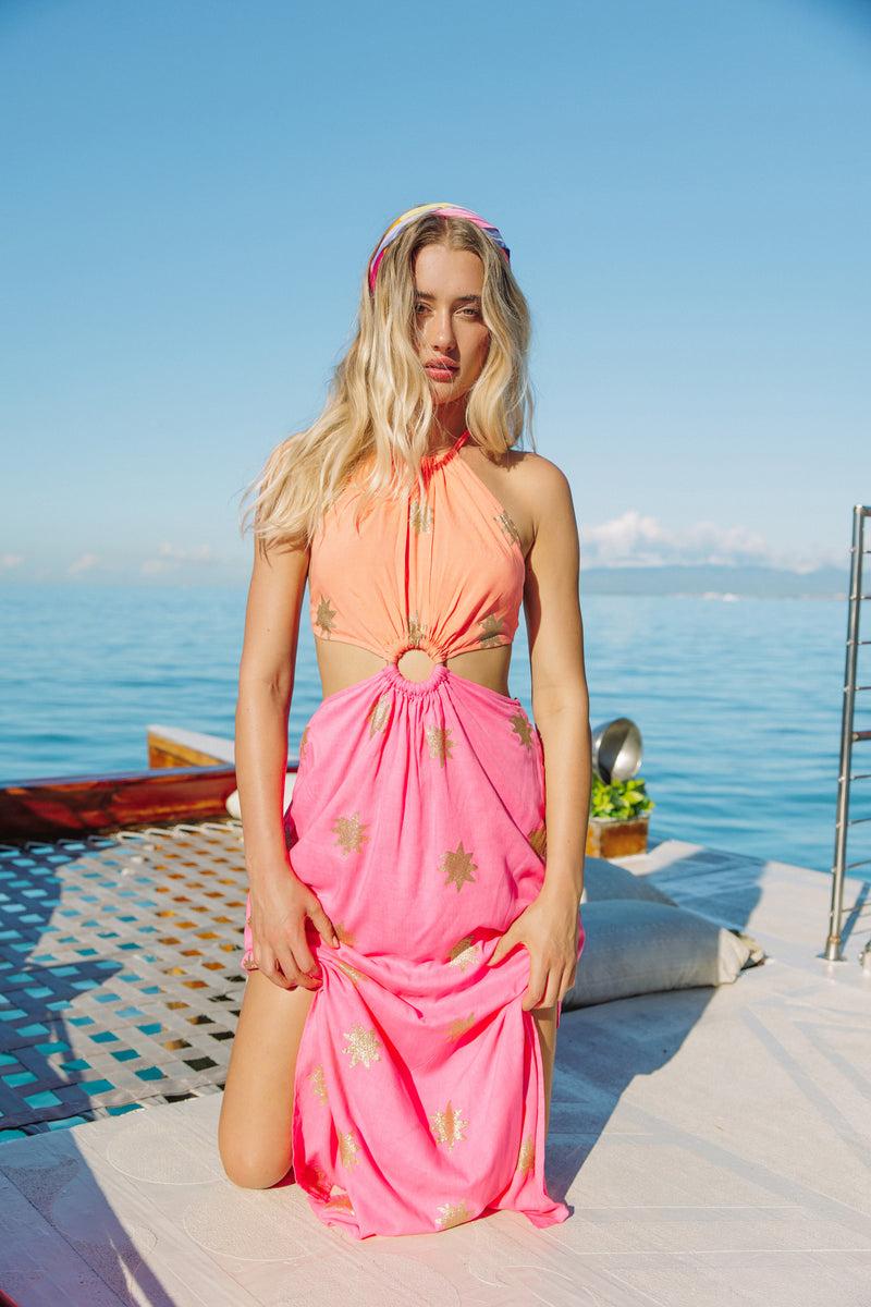 Sundress FILIZA DRESS ORANGE & PINK / SUN GLITTER