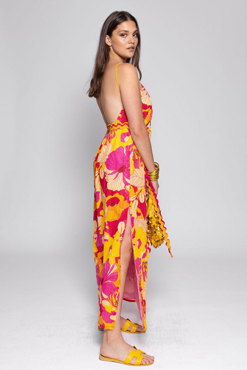 sundress GRACE LONG DRESS FLOWERS PRINT