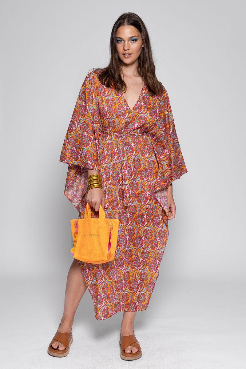 sundress HELENE CAFTAN MINI HAVANA