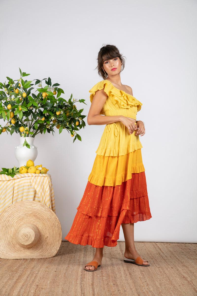 Sundress JANNY CROP TOP YELLOW / GOLD