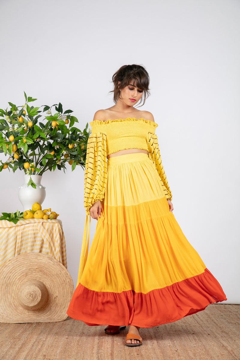 Sundress LALLIE TOP YELLOW / GOLD SEQUINS LINES