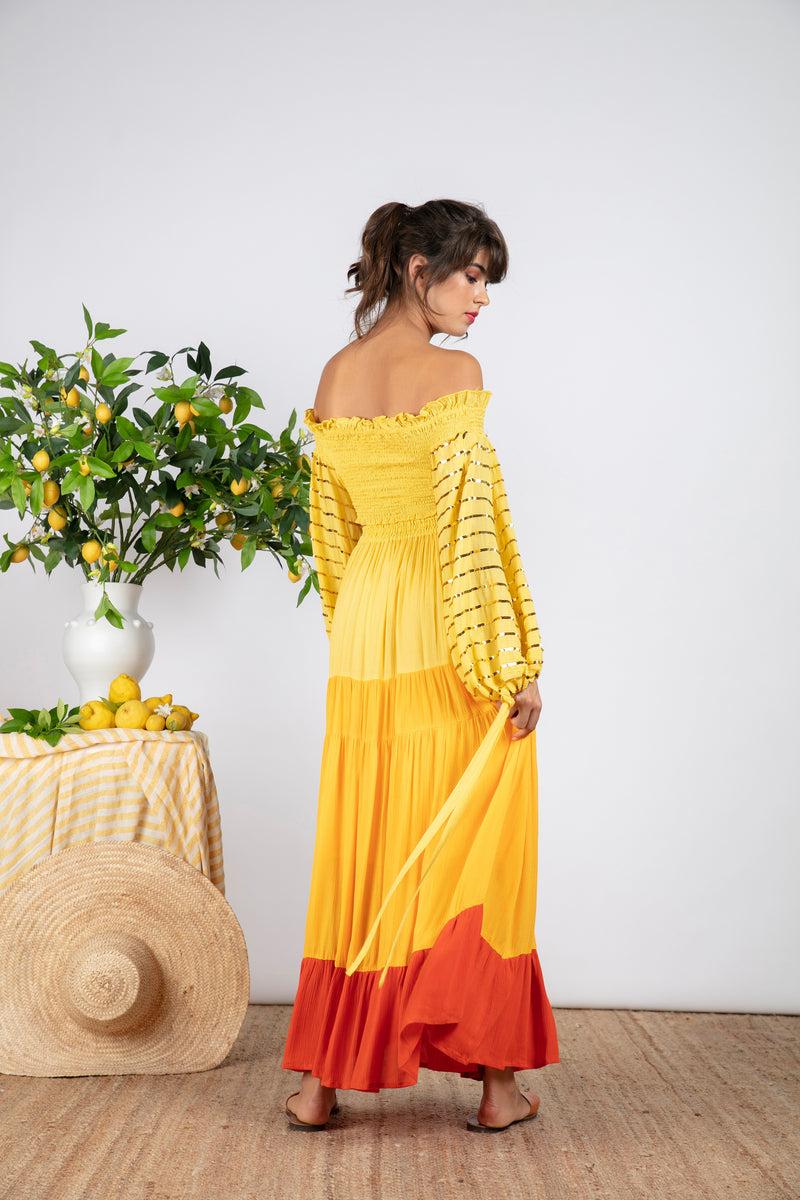 Sundress LALLIE TOP YELLOW / GOLD SEQUINS LINES