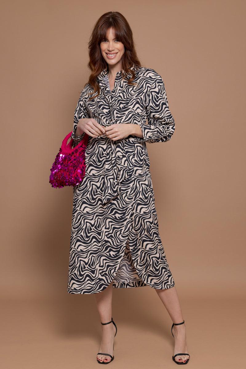 Sundress LILIANA LONG DRESS SAVANNAH BLACK & BEIGE