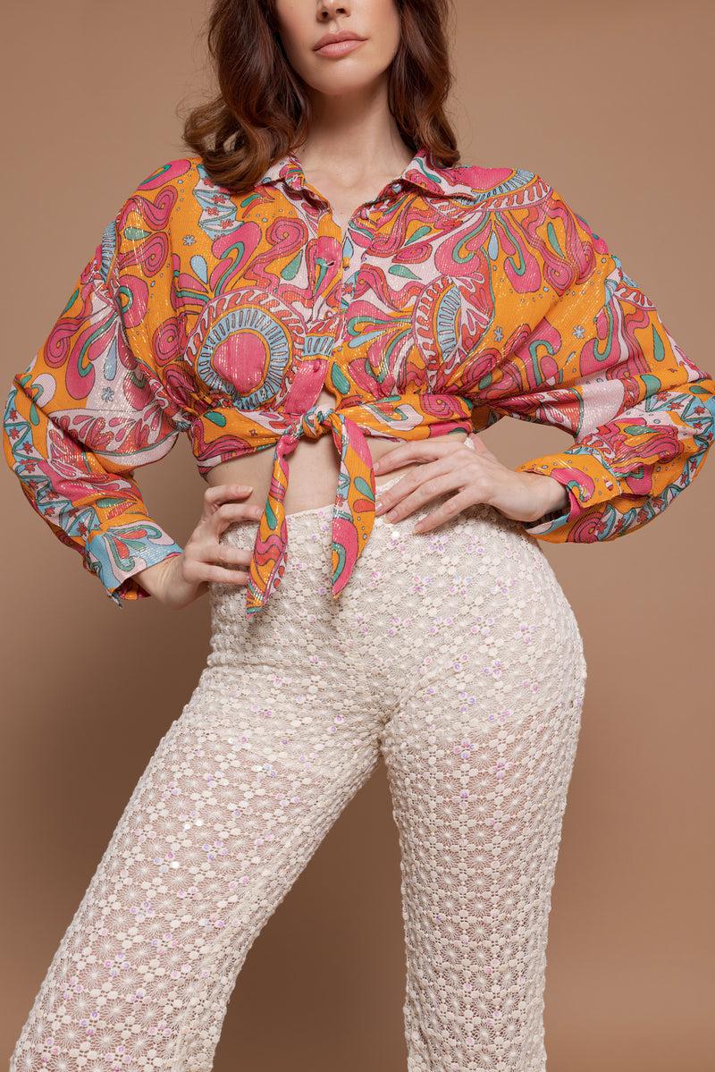 sundress LUANA SHIRT MARBELLA HAVANA FRAMBOISE