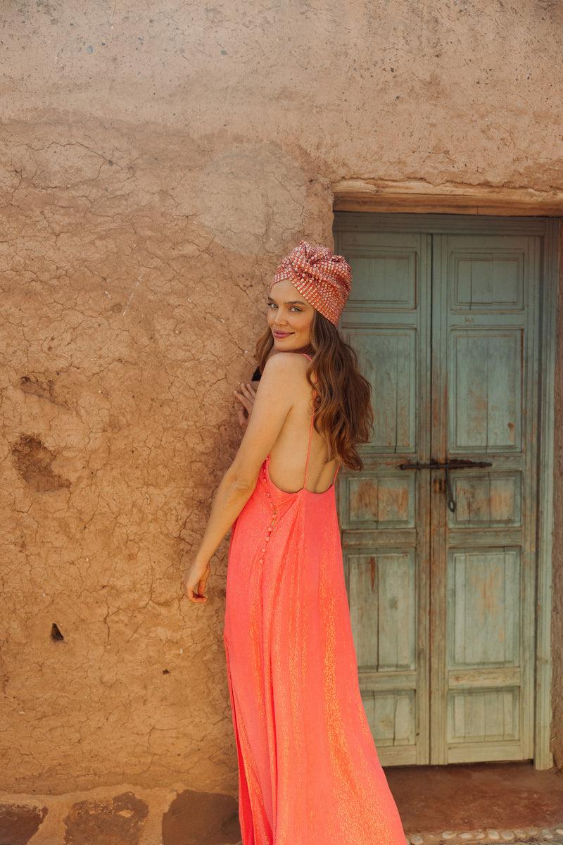 Sundress LYDIE LONG DRESS MARBELLA NEON CORAL