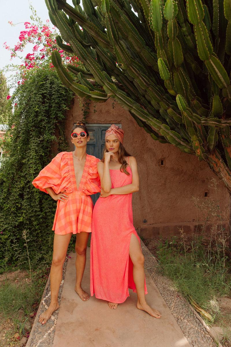 Sundress LYDIE LONG DRESS MARBELLA NEON CORAL