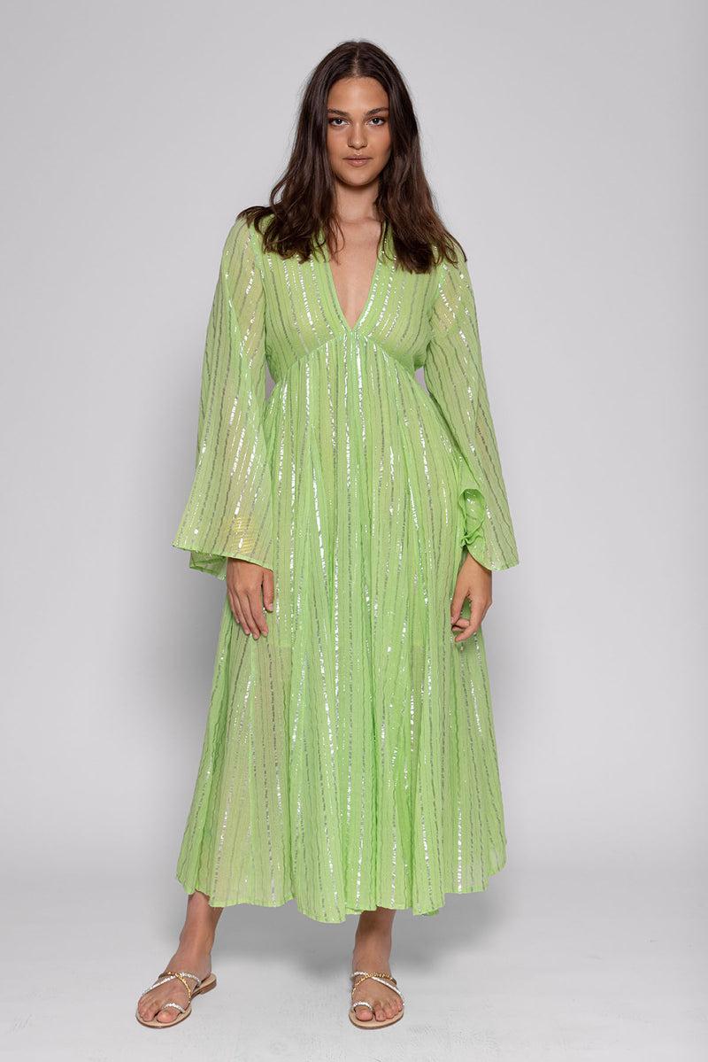sundress MAUD LONG DRESS ATHENE LIME