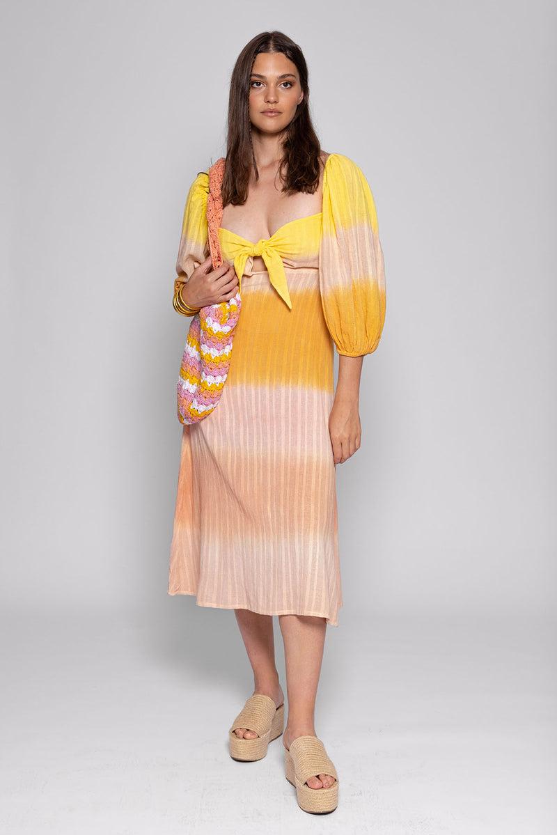 sundress MEGAN DRESS TIE AND DYE MIX PEACH