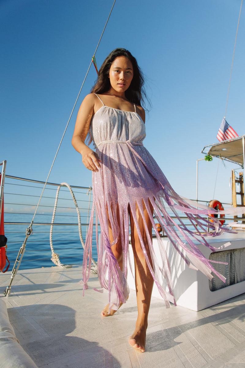 Sundress NICOLE LONG DRESS TIE & DYE SEQUINS