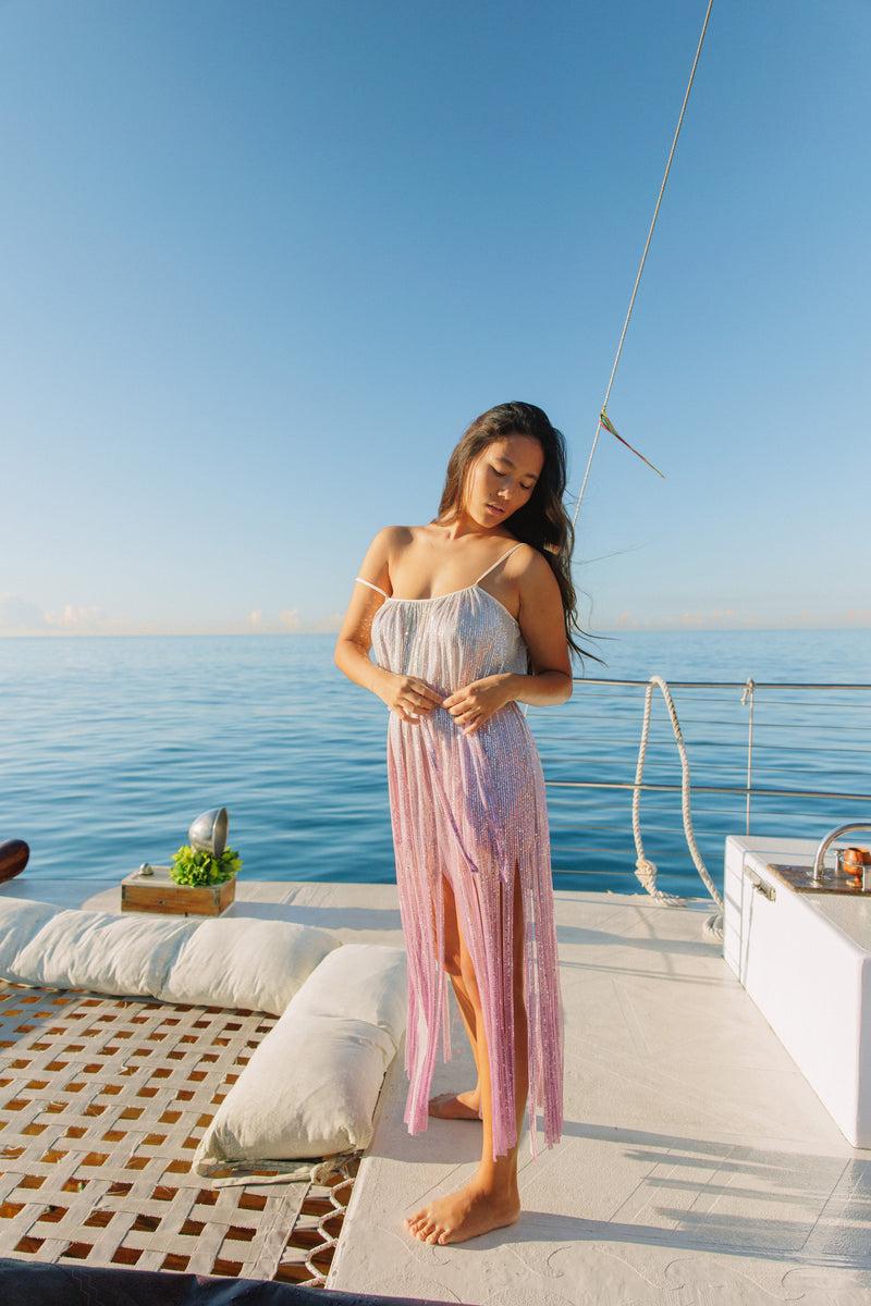 Sundress NICOLE LONG DRESS TIE & DYE SEQUINS