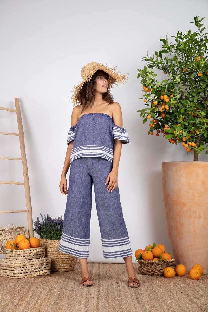 sundress NIDA PANT HEAVY FOUTA BLUE