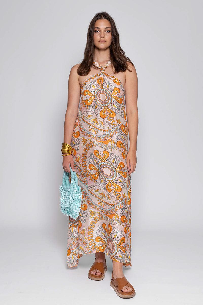 sundress PAULETTE DRESS HAVANA AQUARELLE