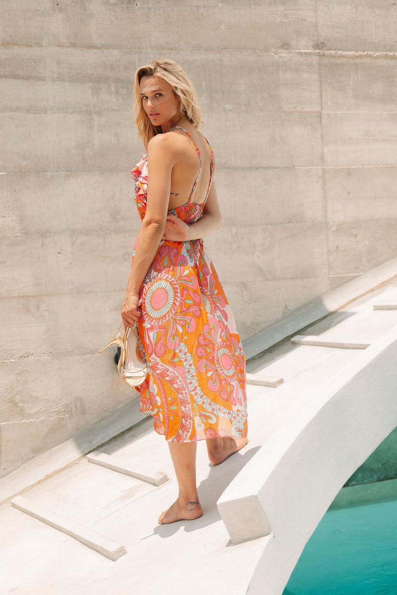 Sundress ROSIE DRESS MARBELLA HAVANA FRAMBOISE