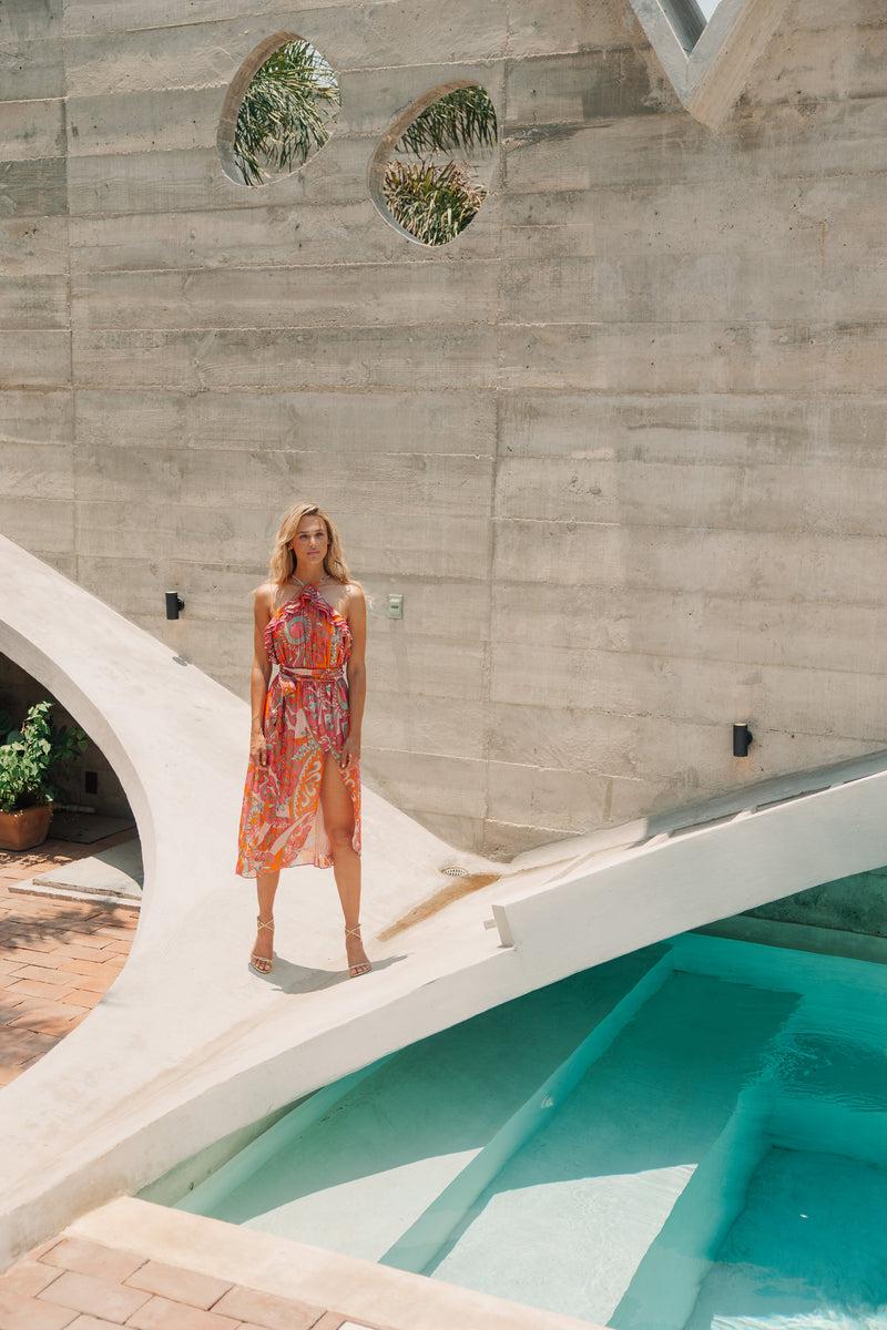 Sundress ROSIE DRESS MARBELLA HAVANA FRAMBOISE