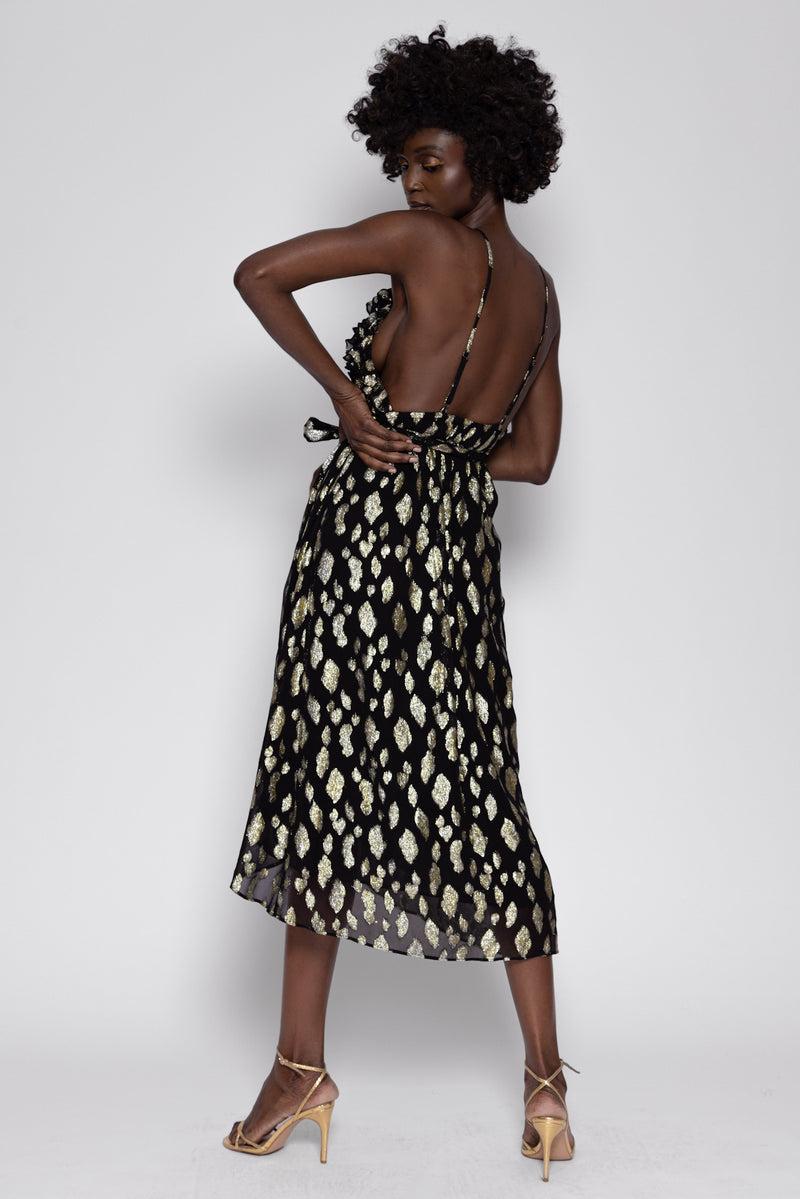 Sundress ROSIE LONG DRESS ANKARA BLACK