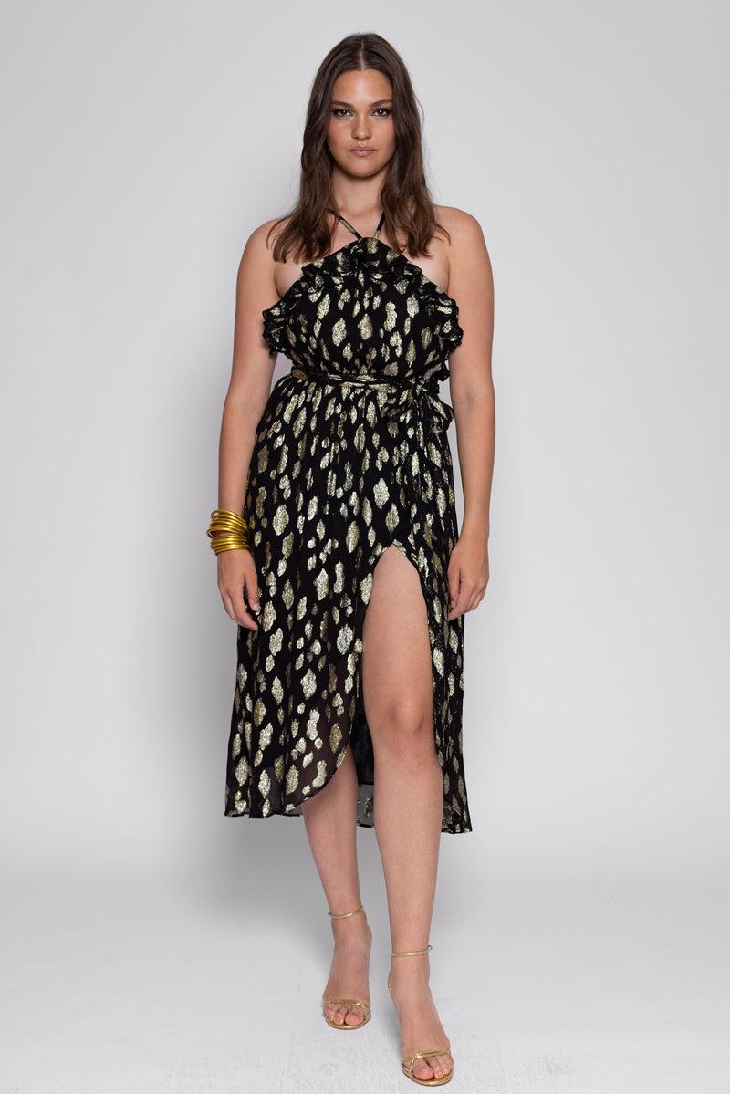 Sundress ROSIE LONG DRESS ANKARA BLACK