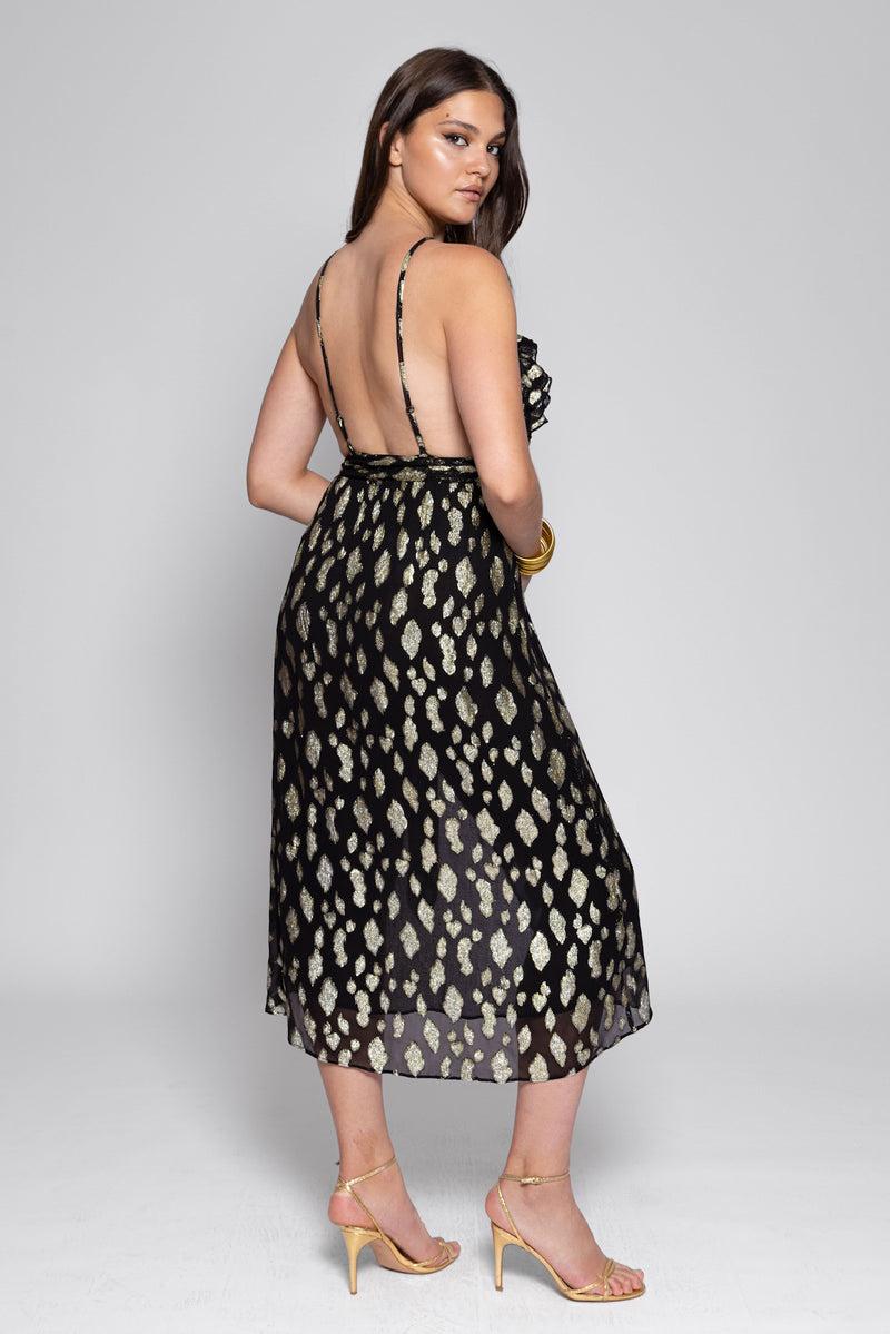 Sundress ROSIE LONG DRESS ANKARA BLACK