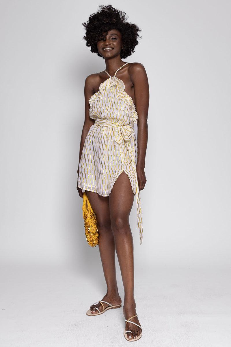 Sundress ROSIE SHORT DRESS CROISETTE WHITE & GOLD