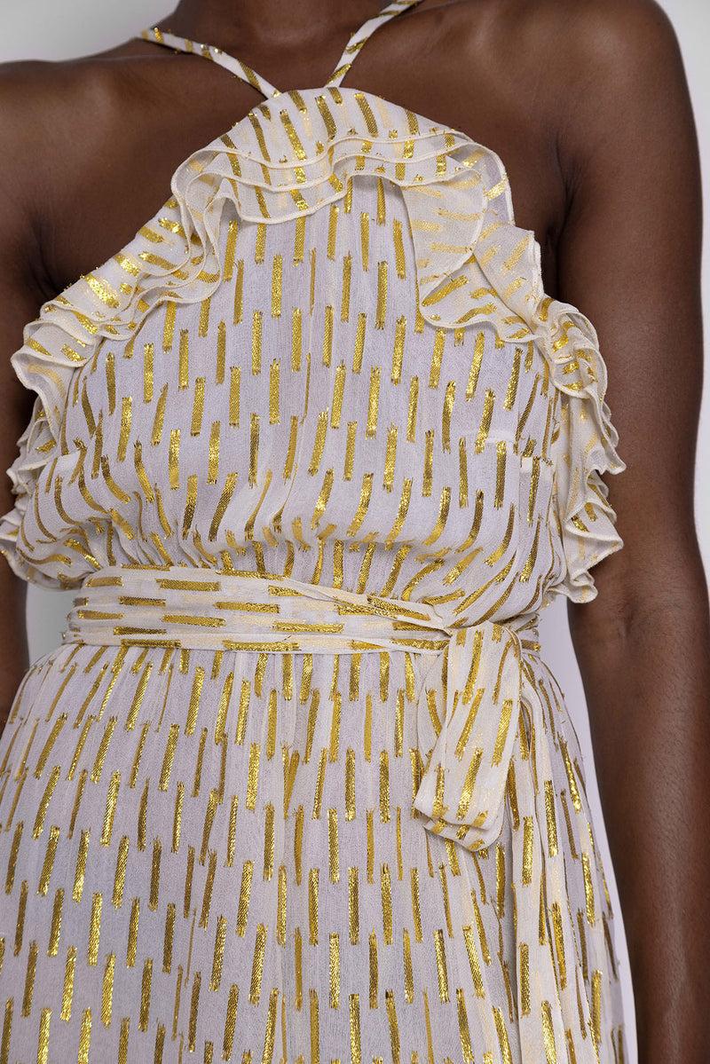 Sundress ROSIE SHORT DRESS CROISETTE WHITE & GOLD