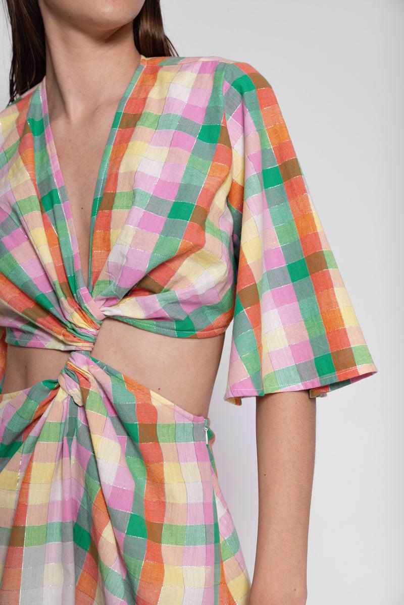 Sundress SEVERINE SHORT DRESS GINGHAM MULTICOLOR