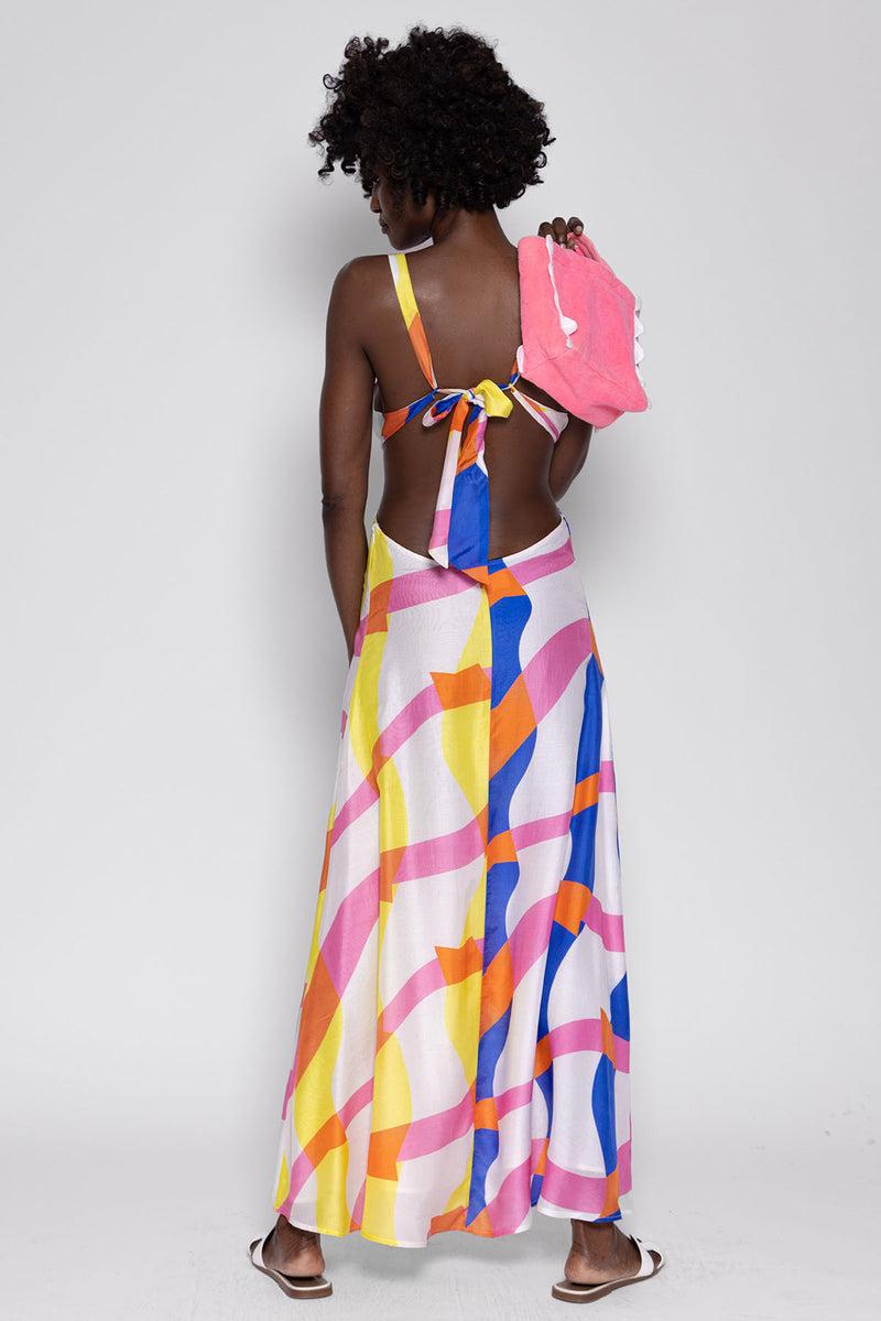 Sundress SHANA LONG DRESS NISSA PRINT BICOLOR