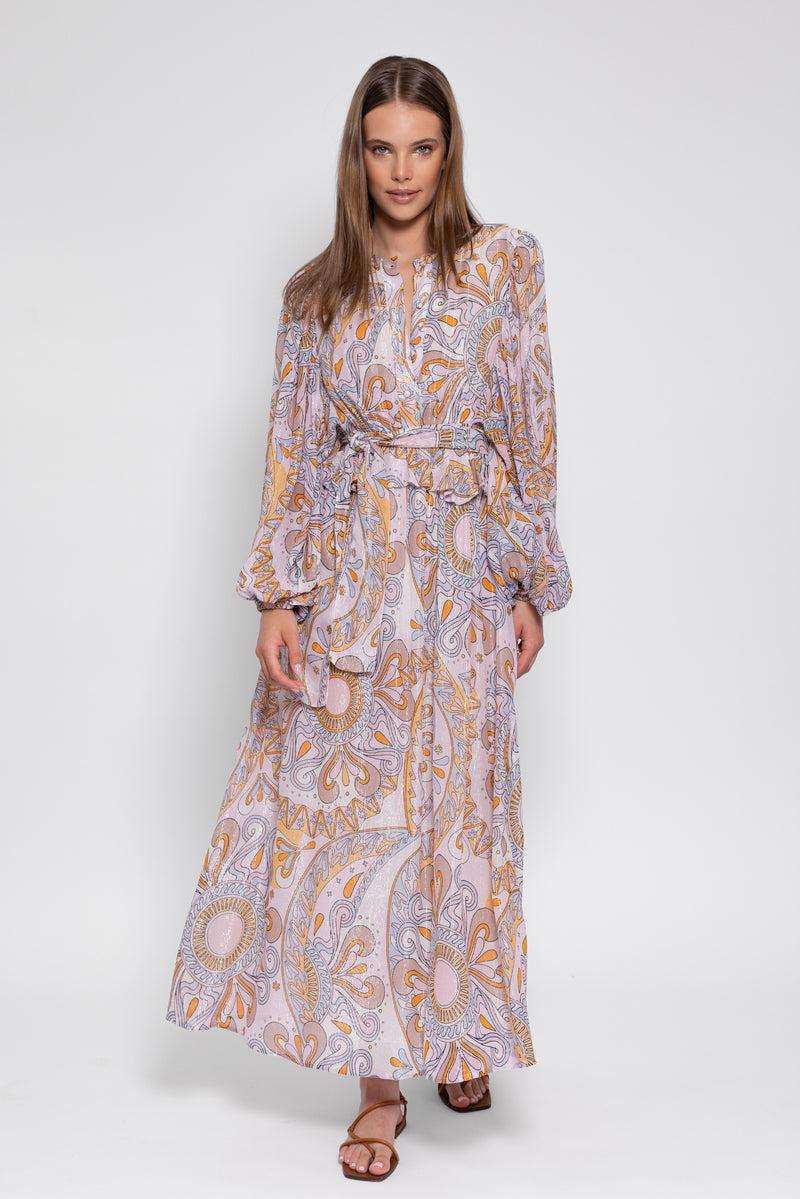 Sundress SIMA LONG DRESS MARBELLA HAVANA MILKSHAKE