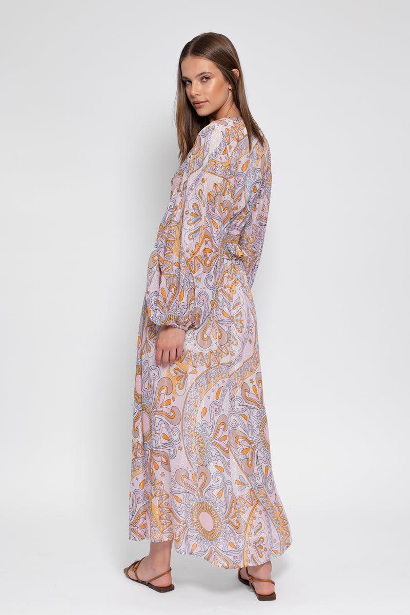 Sundress SIMA LONG DRESS MARBELLA HAVANA MILKSHAKE