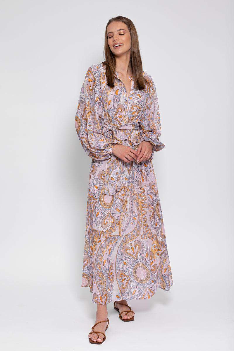 sundress SIMA LONG DRESS MARBELLA HAVANA MILKSHAKE