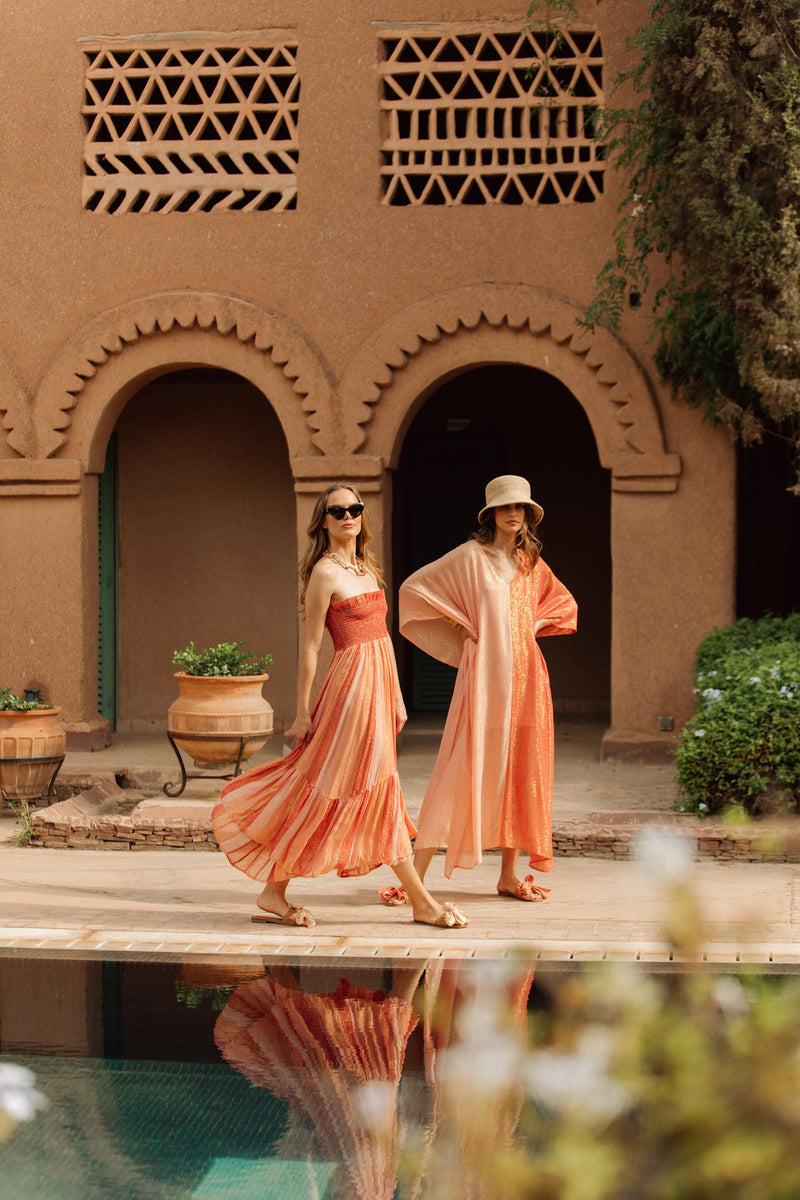 Sundress SORAYA LONG DRESS MARBELLA MIX TERRACOTTA