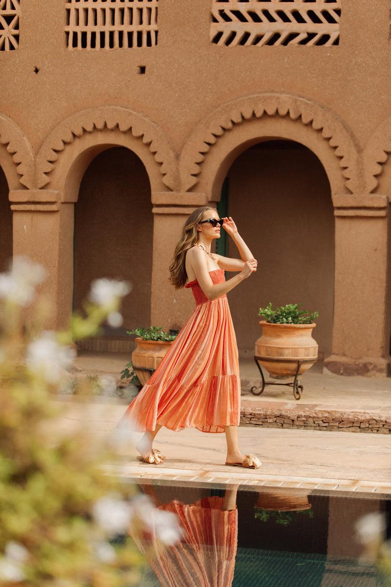 Sundress SORAYA LONG DRESS MARBELLA MIX TERRACOTTA