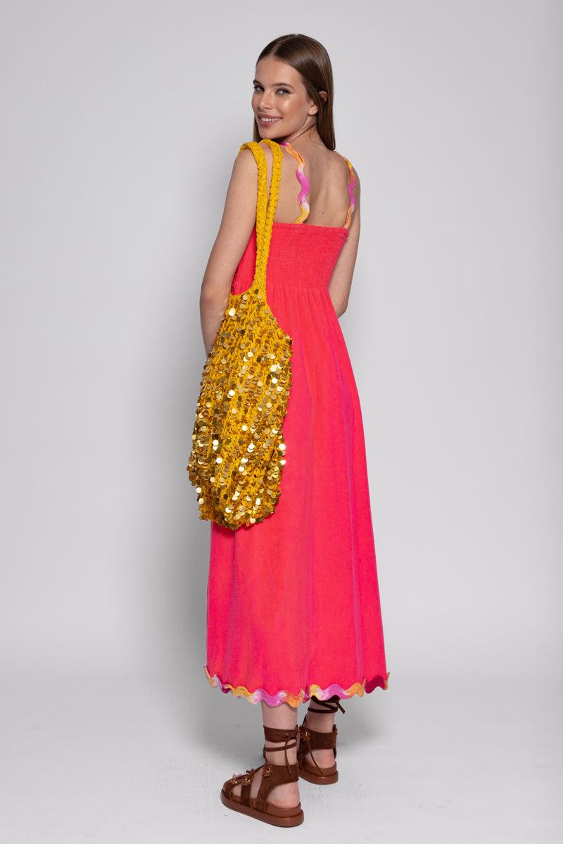 Sundress TINA LONG DRESS TERRY FUCHSIA