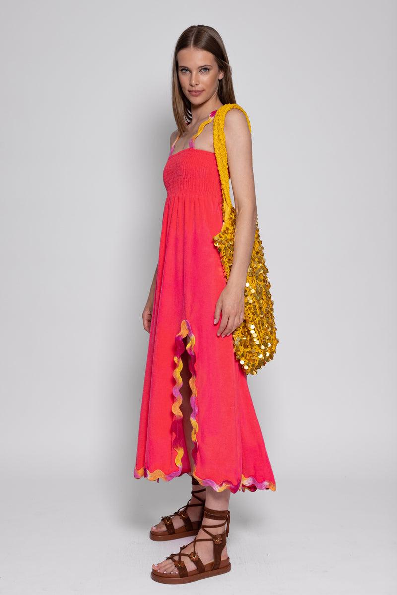 Sundress TINA LONG DRESS TERRY FUCHSIA