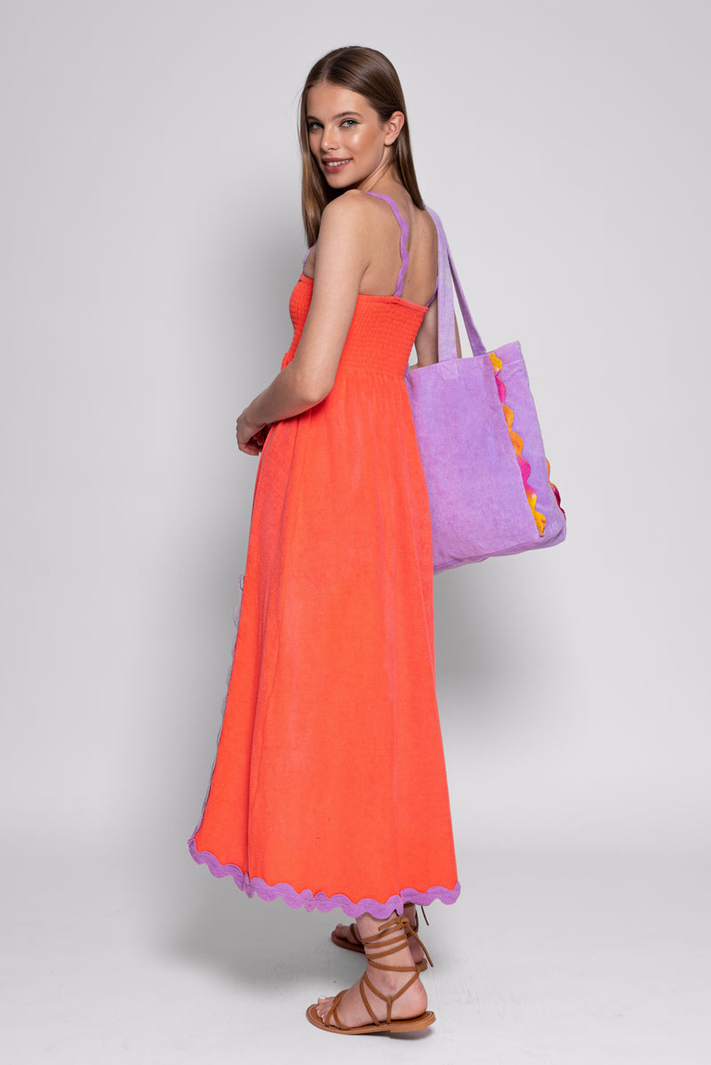 Sundress TINA LONG DRESS TERRY NEON CORAL