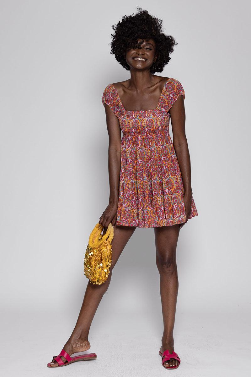 sundress VIOLETTA SHORT DRESS MINI HAVANA