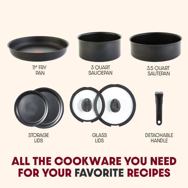 T Fal Batterie De Cuisine Antiadhésive Ingenio Expertise De 8 Pièces Noir