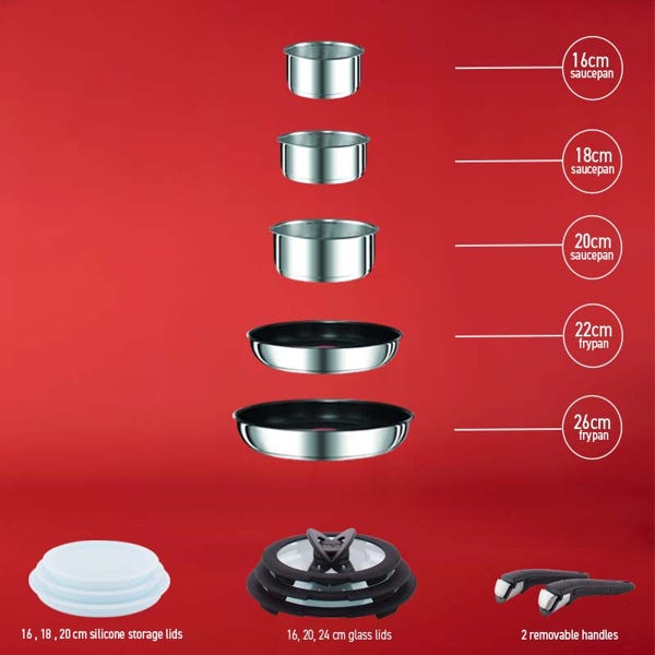 T Fal Batteries De Cuisine En Acier Inoxydable Ingenio Preference 13 Pièces