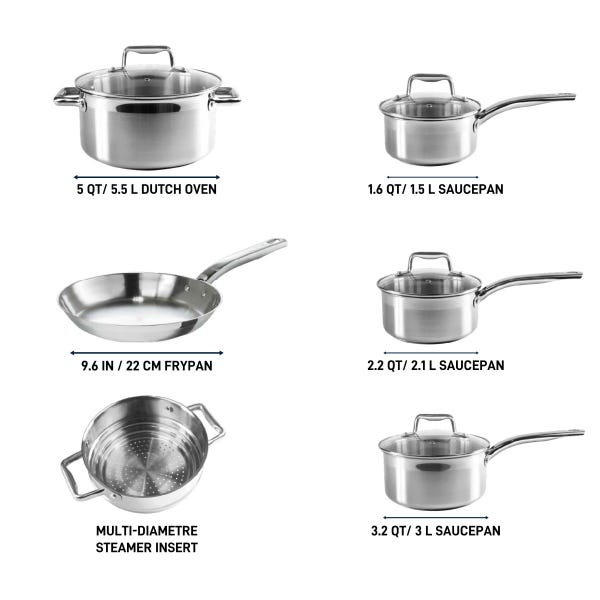 T Fal Ensemble De Cuisine T-fal En Acier Inoxydable 10 Pièces