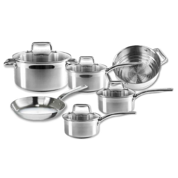 t fal Ensemble de cuisine T-fal en acier inoxydable 10 pièces t fal Ensemble de cuisine T-fal en acier inoxydable 10 pièces