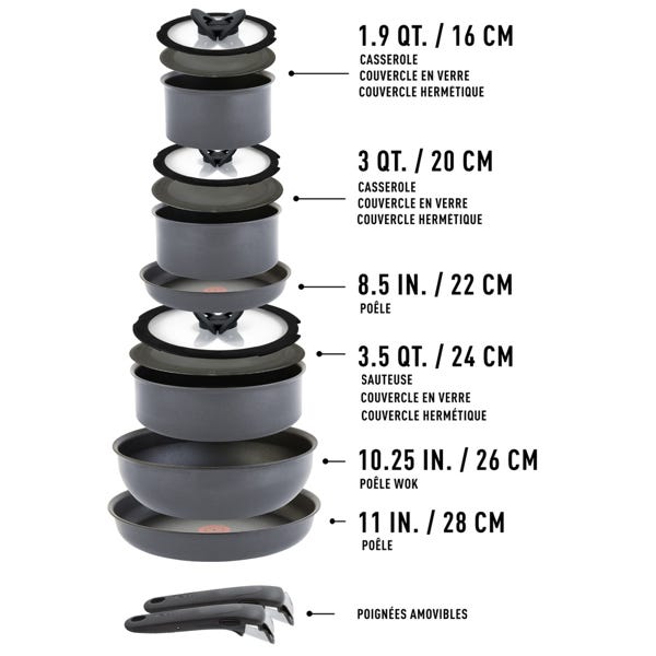 T Fal Ensemble T-fal Ingenio Expertise De 14 Pièces Antiadhésives
