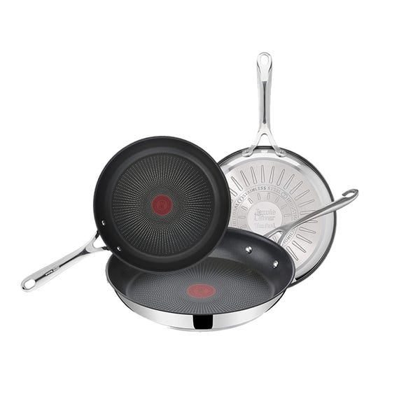 T Fal Jamie Oliver Par T-fal – Ensemble De 3 Poêles Antiadhésives En Acier Inoxydable