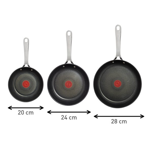 T Fal Jamie Oliver Par T-fal – Ensemble De 3 Poêles Antiadhésives En Acier Inoxydable