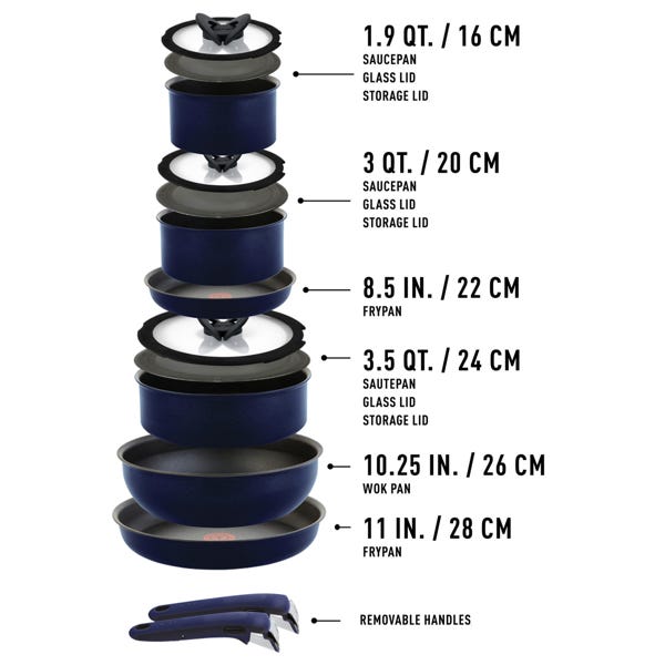 T Fal T-fal Ingenio Expertise De Cuisine Antiadhésive 14 Pièces Bleu