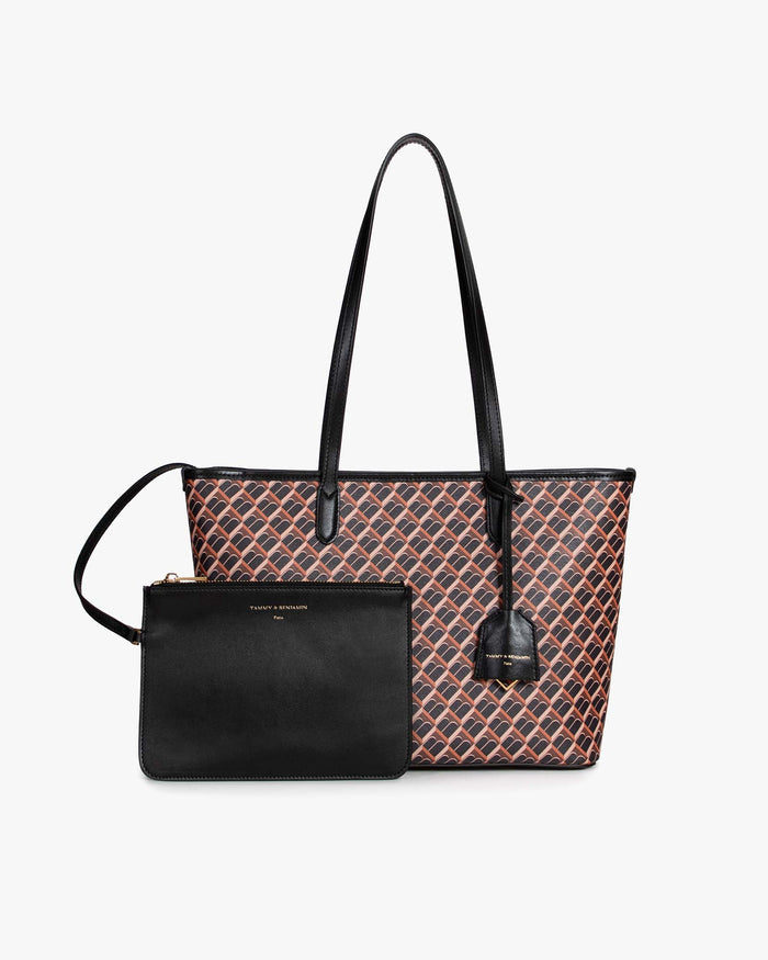 Tammy And Benjamin TOTE MONOGRAM PM - BRUN ET NOIR