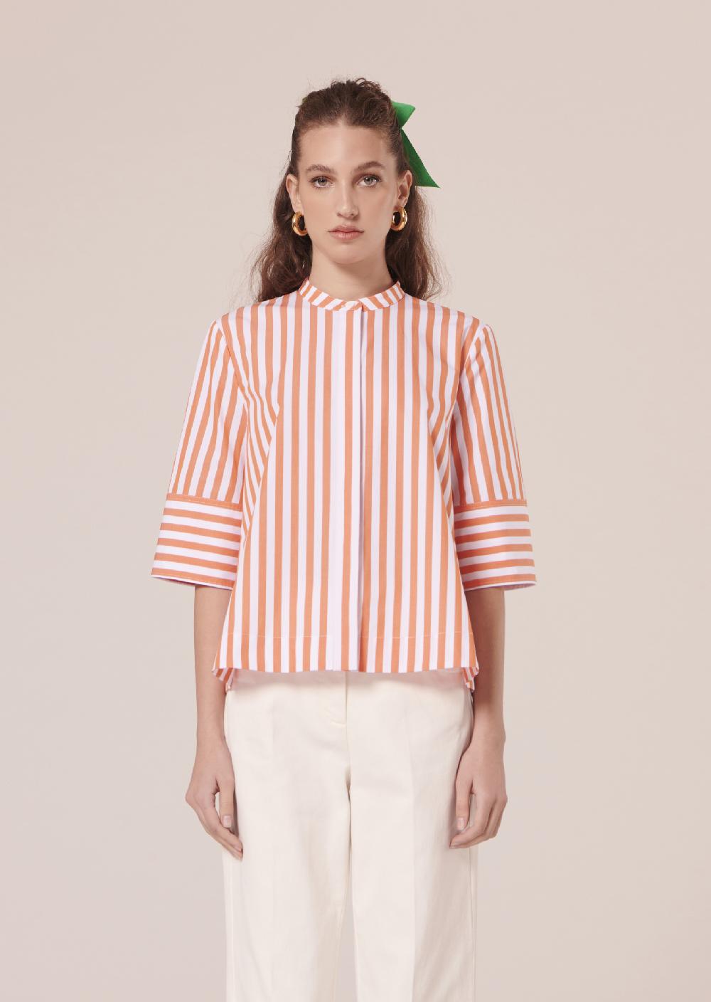 Tara Jarmon Chemise Camillianaorange à Rayures En Popeline