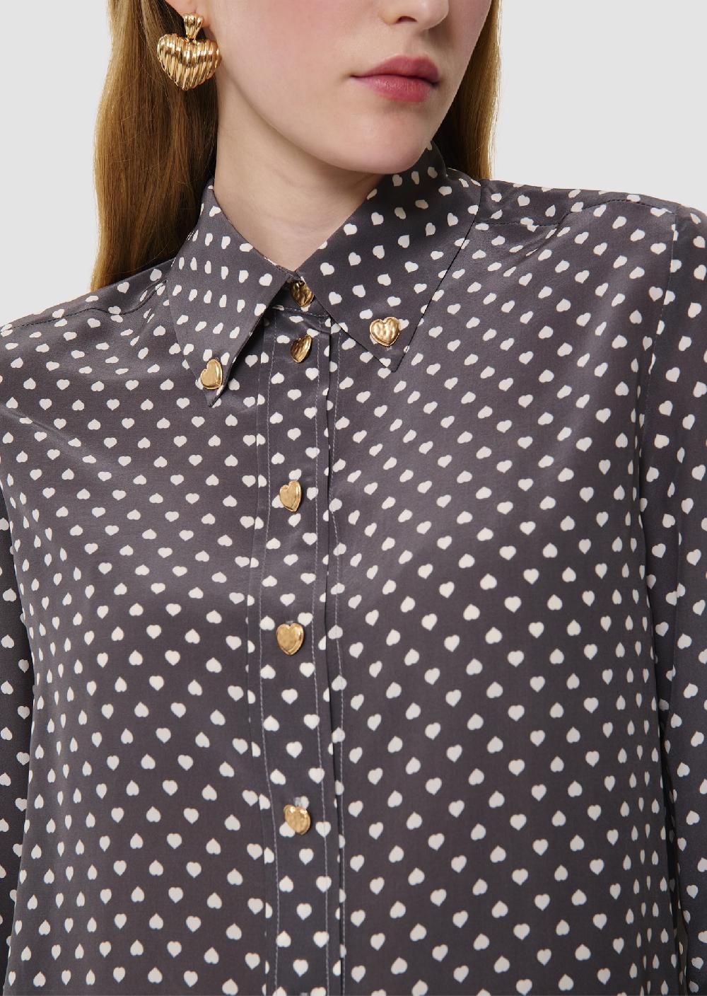 Tara Jarmon Chemise Charlotgrise Imprimé Mini Coeurs